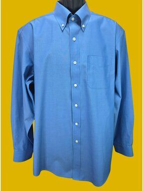 L.L. Bean Mens Traditional Fit Blue Dress Shirt 16-34 Medium
